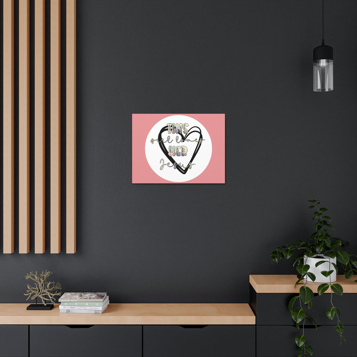 Scripture Walls Loves Her Jesus John 14:21 Heart Black Bible Canvas Christian Wall Art Ready to Hang Unframed-Express Your Love Gifts