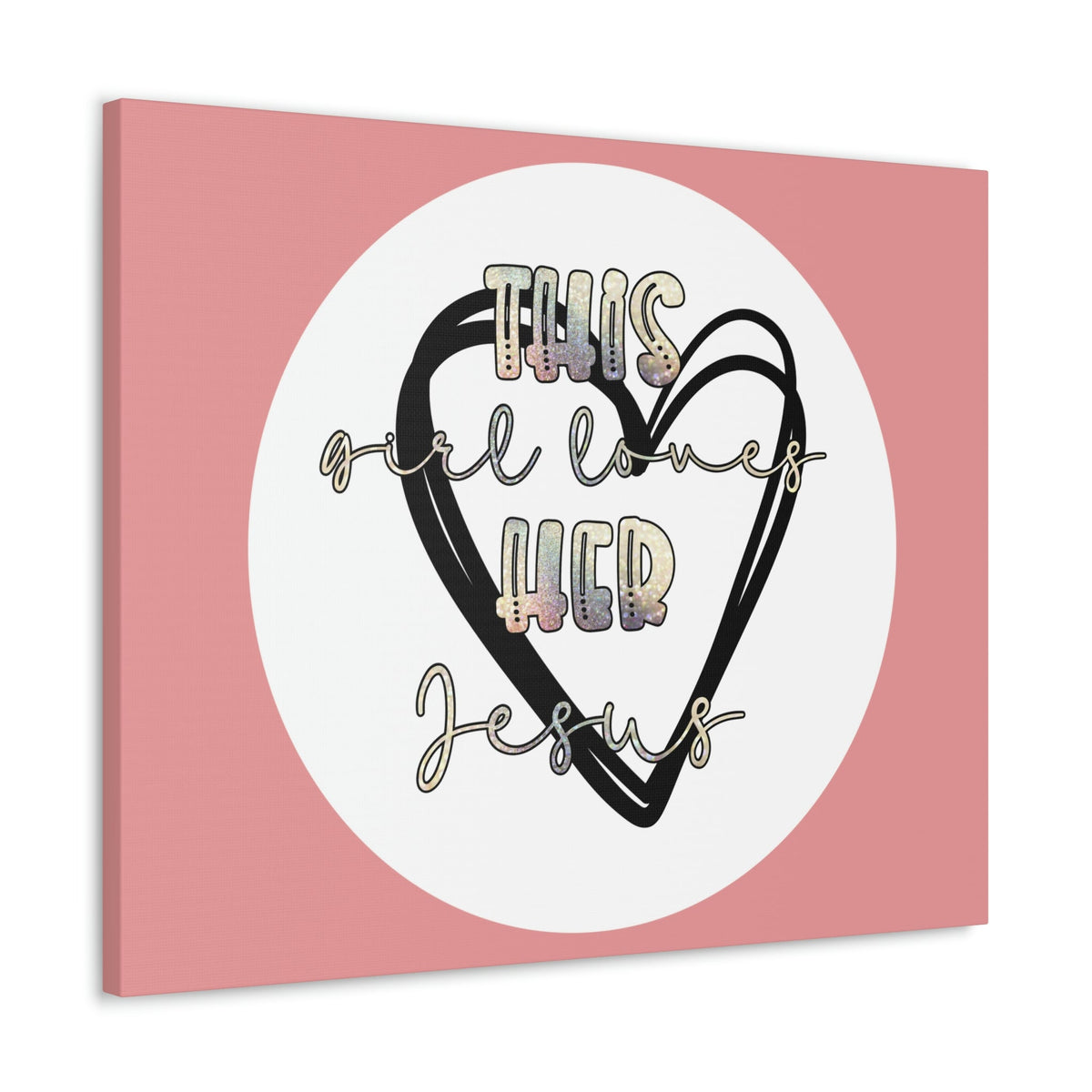 Scripture Walls Loves Her Jesus John 14:21 Heart Black Bible Canvas Christian Wall Art Ready to Hang Unframed-Express Your Love Gifts