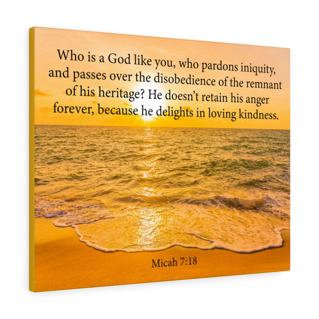 Scripture Walls Loving Kindness Micah 7:18 Bible Verse Canvas Christian Wall Art Ready to Hang Unframed-Express Your Love Gifts