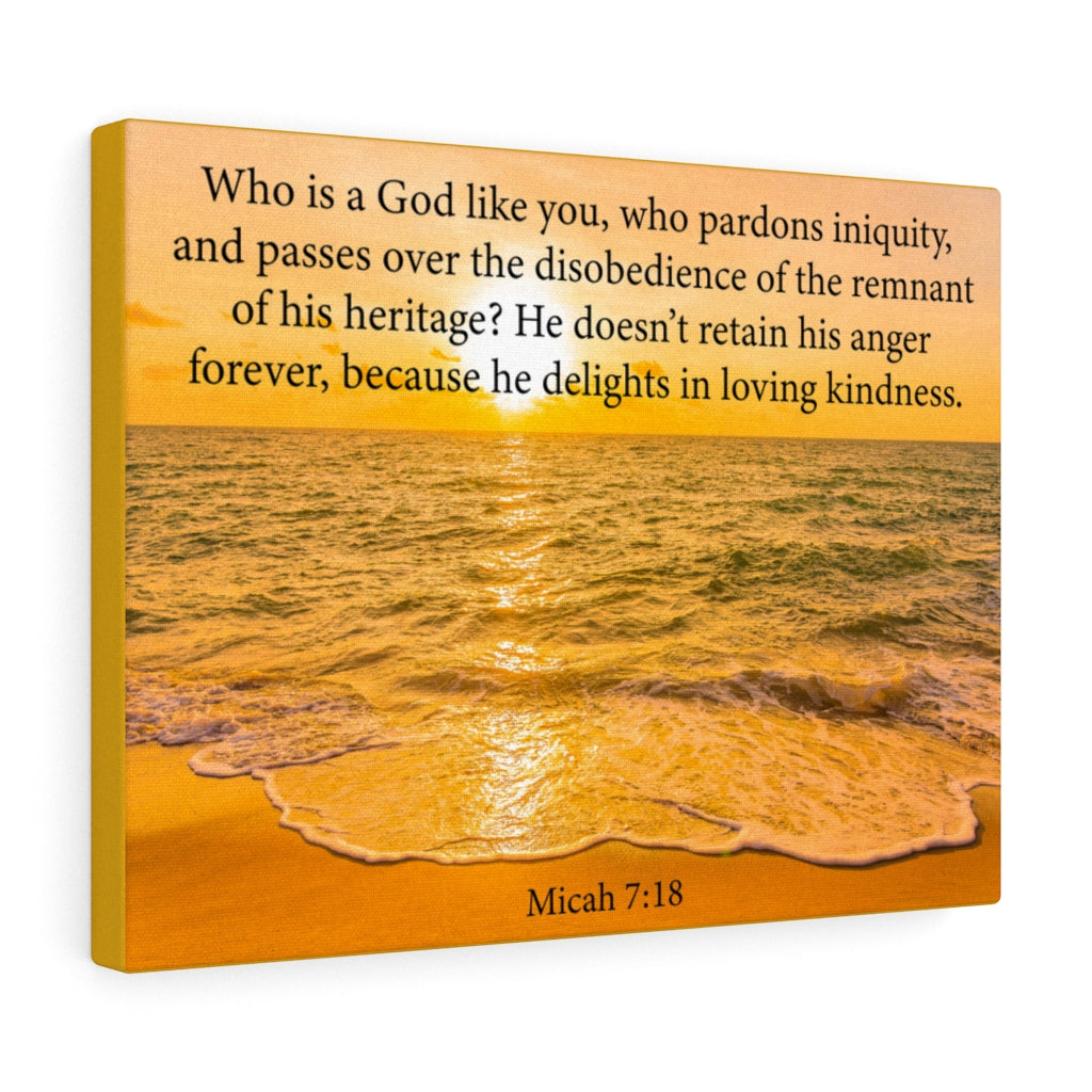 Scripture Walls Loving Kindness Micah 7:18 Bible Verse Canvas Christian Wall Art Ready to Hang Unframed-Express Your Love Gifts