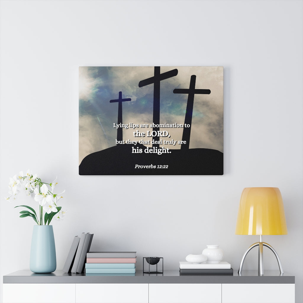 Scripture Walls Lying Lips Proverbs 12:22 Bible Verse Canvas Christian Wall Art Ready to Hang Unframed-Express Your Love Gifts