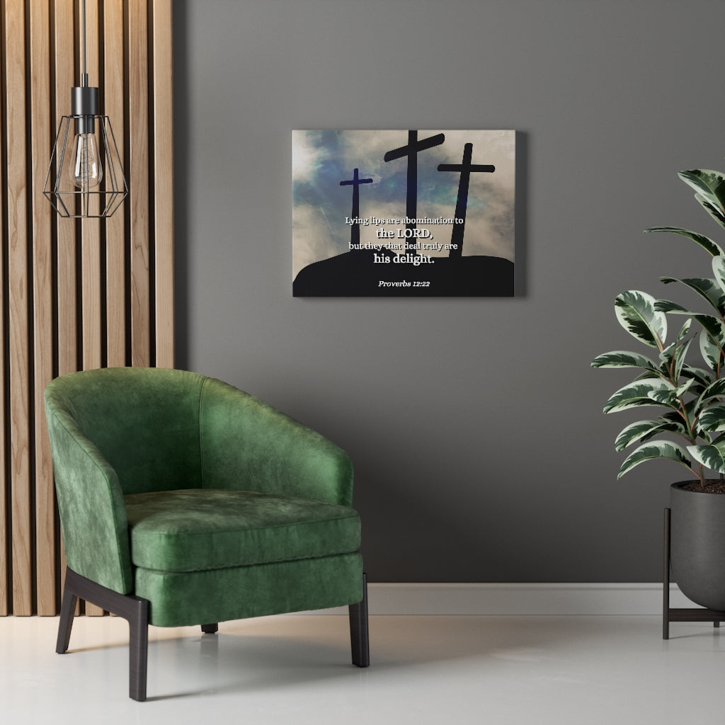 Scripture Walls Lying Lips Proverbs 12:22 Bible Verse Canvas Christian Wall Art Ready to Hang Unframed-Express Your Love Gifts