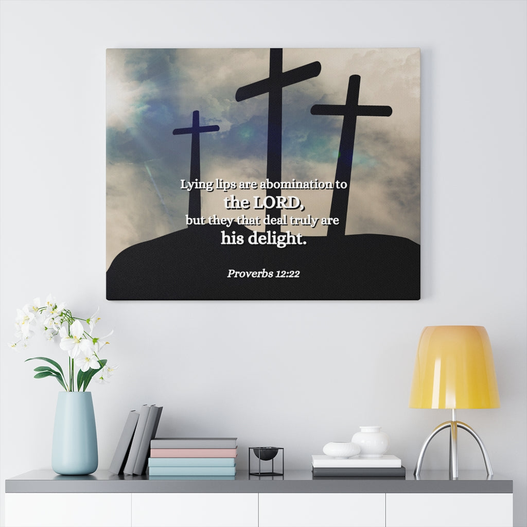 Scripture Walls Lying Lips Proverbs 12:22 Bible Verse Canvas Christian Wall Art Ready to Hang Unframed-Express Your Love Gifts
