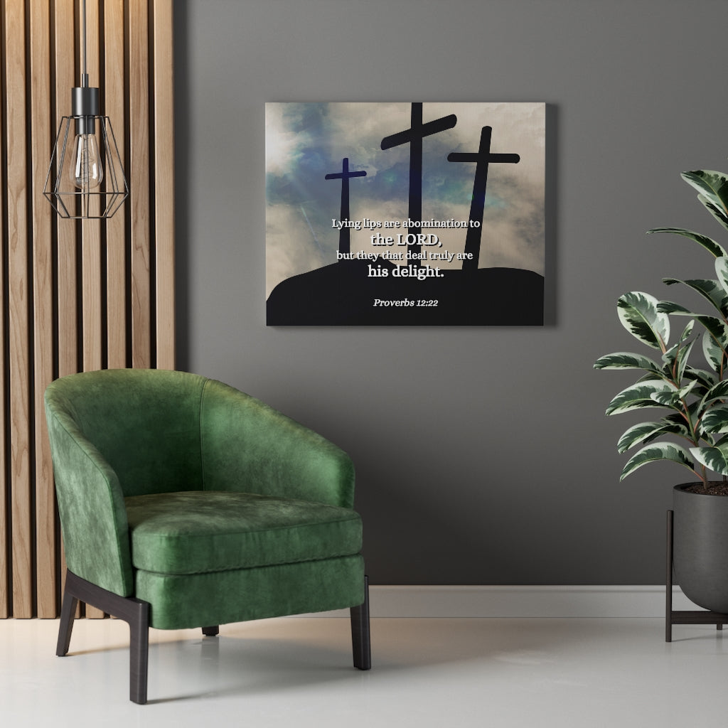 Scripture Walls Lying Lips Proverbs 12:22 Bible Verse Canvas Christian Wall Art Ready to Hang Unframed-Express Your Love Gifts