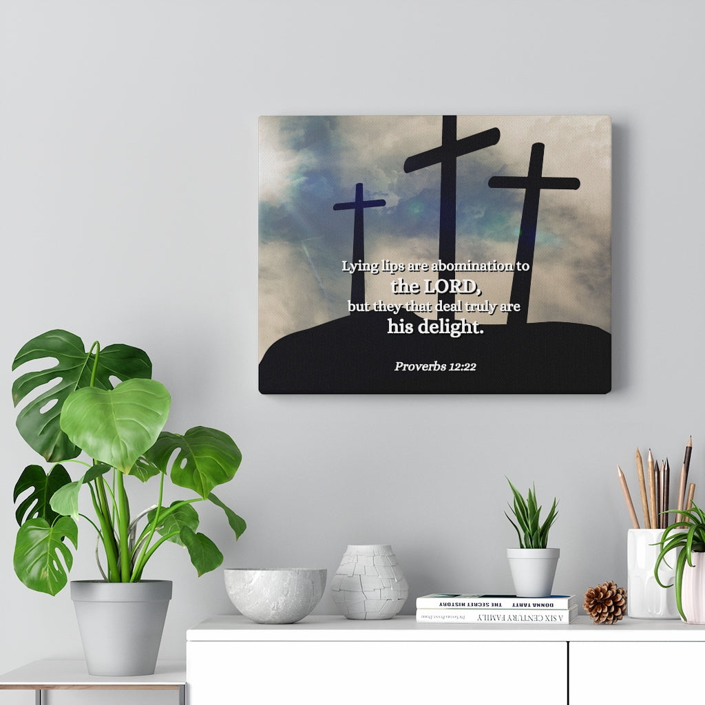 Scripture Walls Lying Lips Proverbs 12:22 Bible Verse Canvas Christian Wall Art Ready to Hang Unframed-Express Your Love Gifts