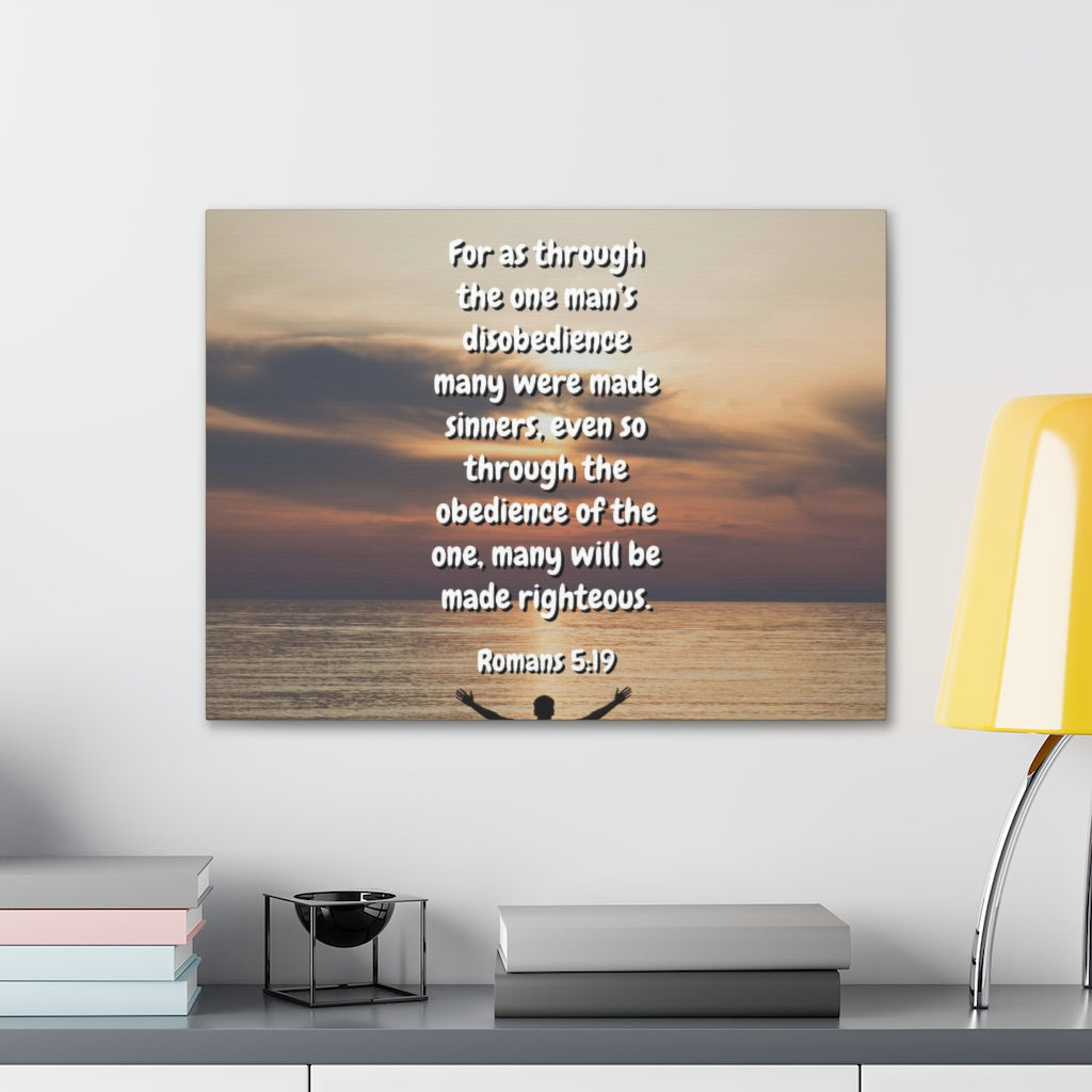 Scripture Walls Made Righteous Romans 5:19 Bible Verse Canvas Christian Wall Art Ready to Hang Unframed-Express Your Love Gifts