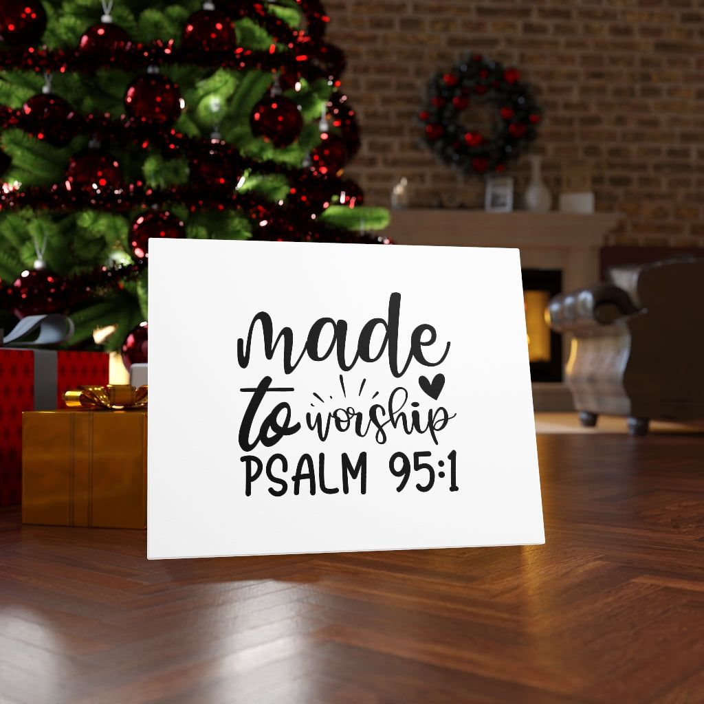 Scripture Walls Made To Worship Cross Psalm 95:1 Bible Verse Canvas Christian Wall Art Ready to Hang Unframed-Express Your Love Gifts
