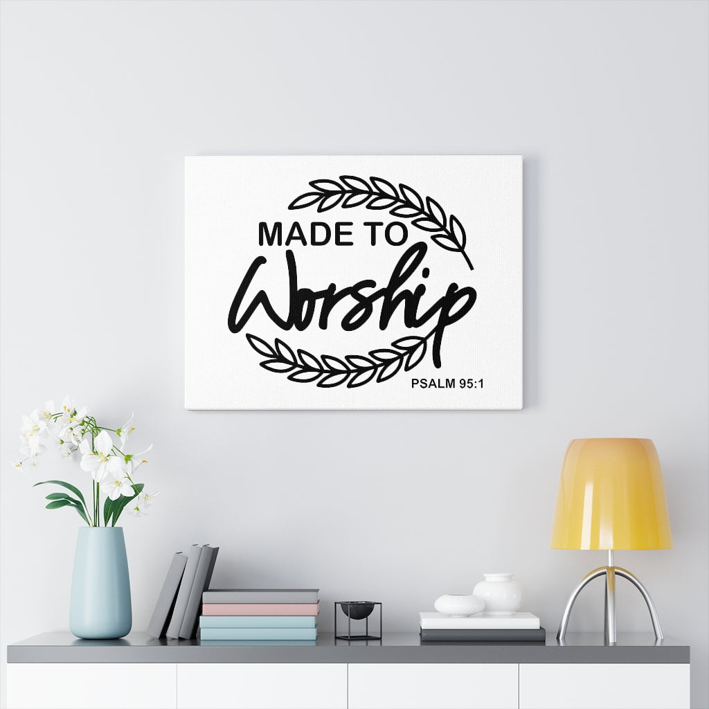 Scripture Walls Made To Worship Leaves Psalm 95:1 Bible Verse Canvas Christian Wall Art Ready to Hang Unframed-Express Your Love Gifts