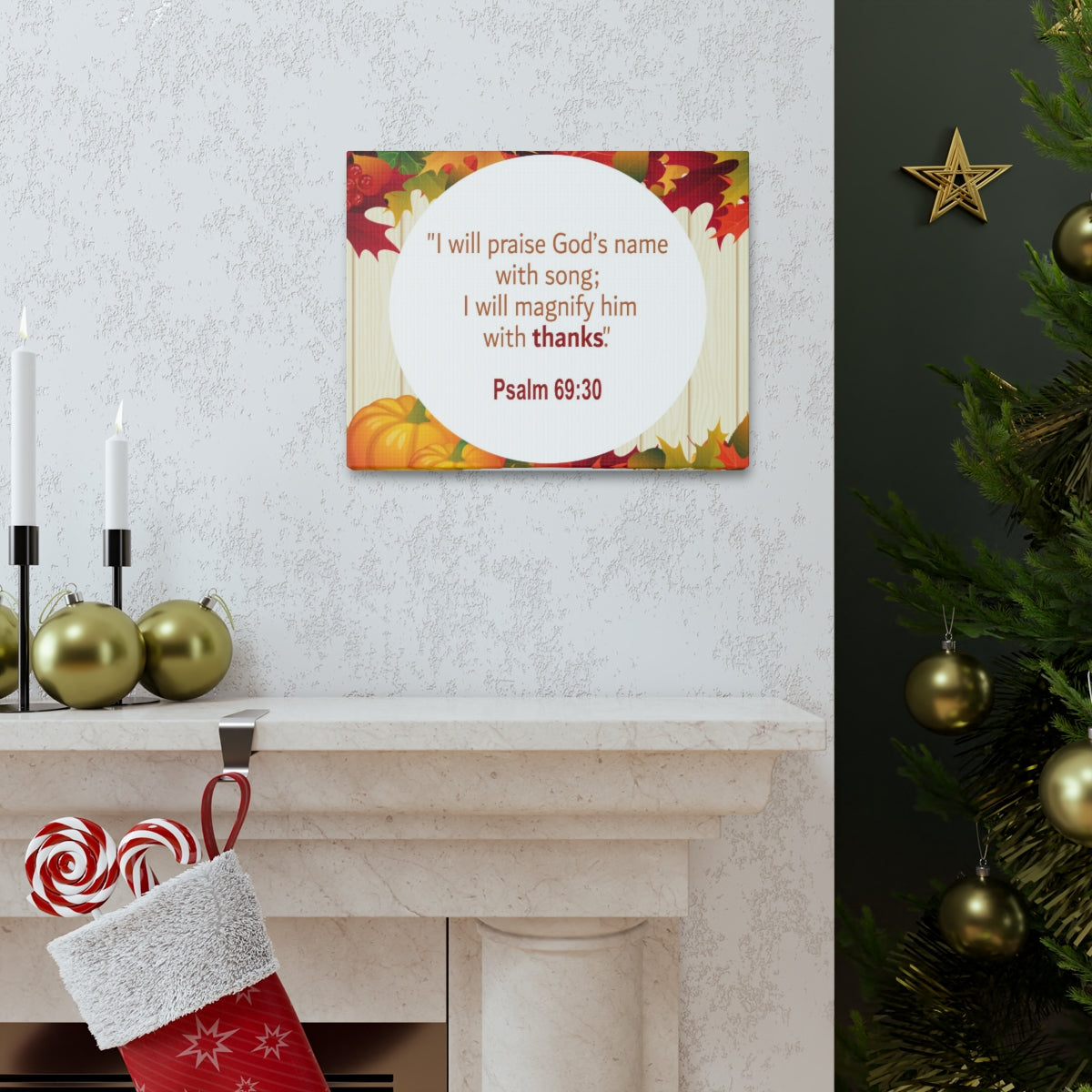 Scripture Walls Magnify Him With Thanks Psalm 69:30 Bible Verse Canvas Christian Wall Art Ready to Hang Unframed-Express Your Love Gifts