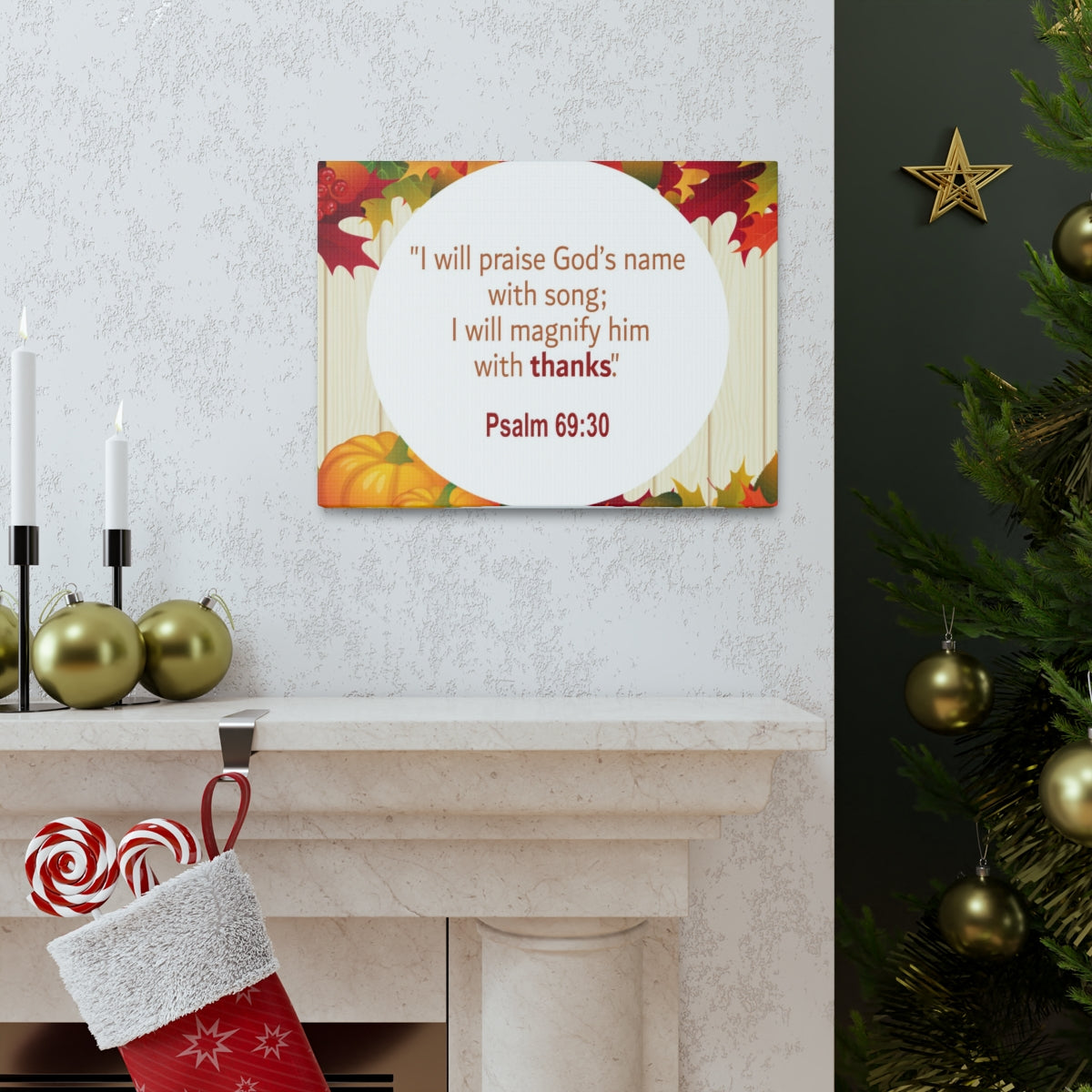 Scripture Walls Magnify Him With Thanks Psalm 69:30 Bible Verse Canvas Christian Wall Art Ready to Hang Unframed-Express Your Love Gifts