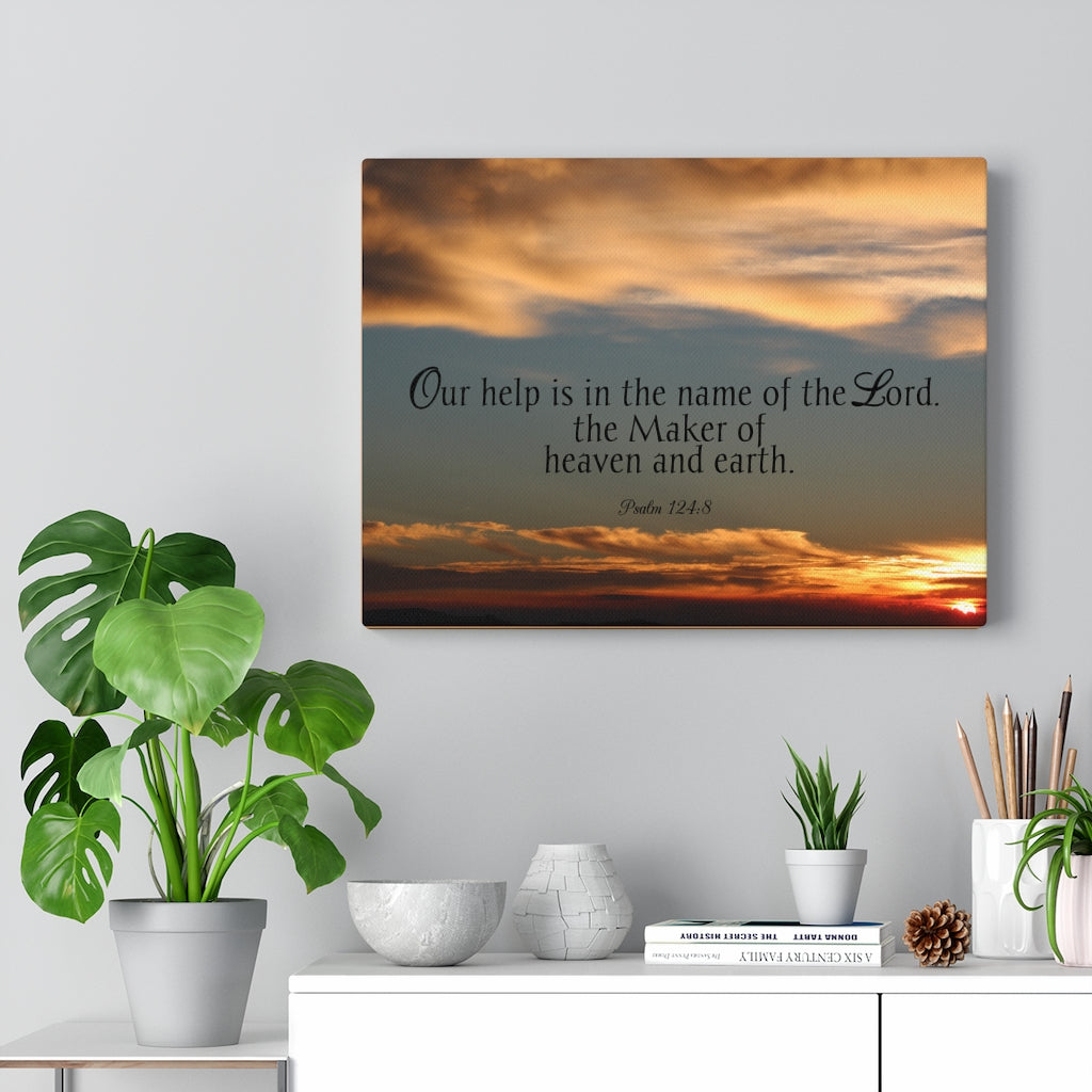 Scripture Walls Maker Heaven And Earth Psalm 124:8 Bible Verse Canvas Christian Wall Art Ready to Hang Unframed-Express Your Love Gifts