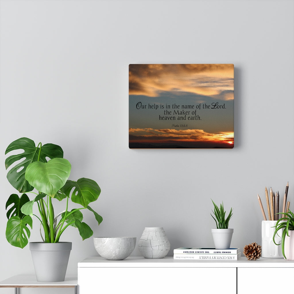 Scripture Walls Maker Heaven And Earth Psalm 124:8 Bible Verse Canvas Christian Wall Art Ready to Hang Unframed-Express Your Love Gifts