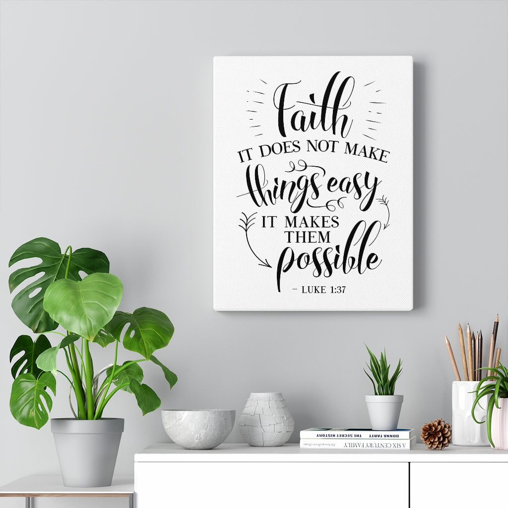 Scripture Walls Makes Them Possible Luke 1:37 Bible Verse Canvas Christian Wall Art Ready to Hang Unframed-Express Your Love Gifts
