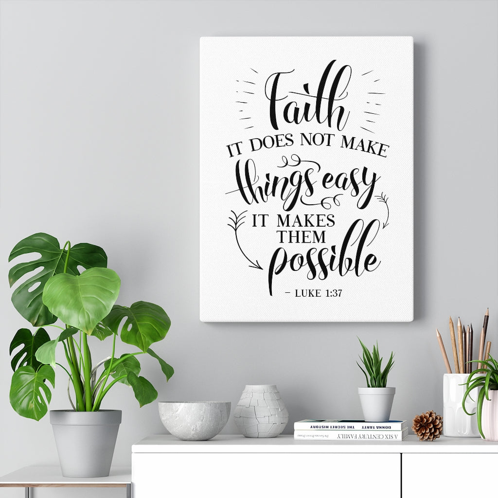 Scripture Walls Makes Them Possible Luke 1:37 Bible Verse Canvas Christian Wall Art Ready to Hang Unframed-Express Your Love Gifts