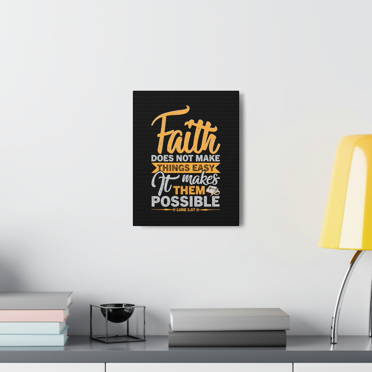 Scripture Walls Makes Them Possible Luke 1:37 Yellow Bible Verse Canvas Christian Wall Art Ready to Hang Unframed-Express Your Love Gifts