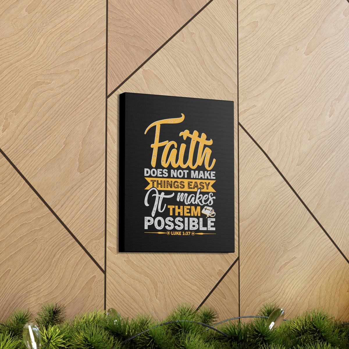 Scripture Walls Makes Them Possible Luke 1:37 Yellow Bible Verse Canvas Christian Wall Art Ready to Hang Unframed-Express Your Love Gifts