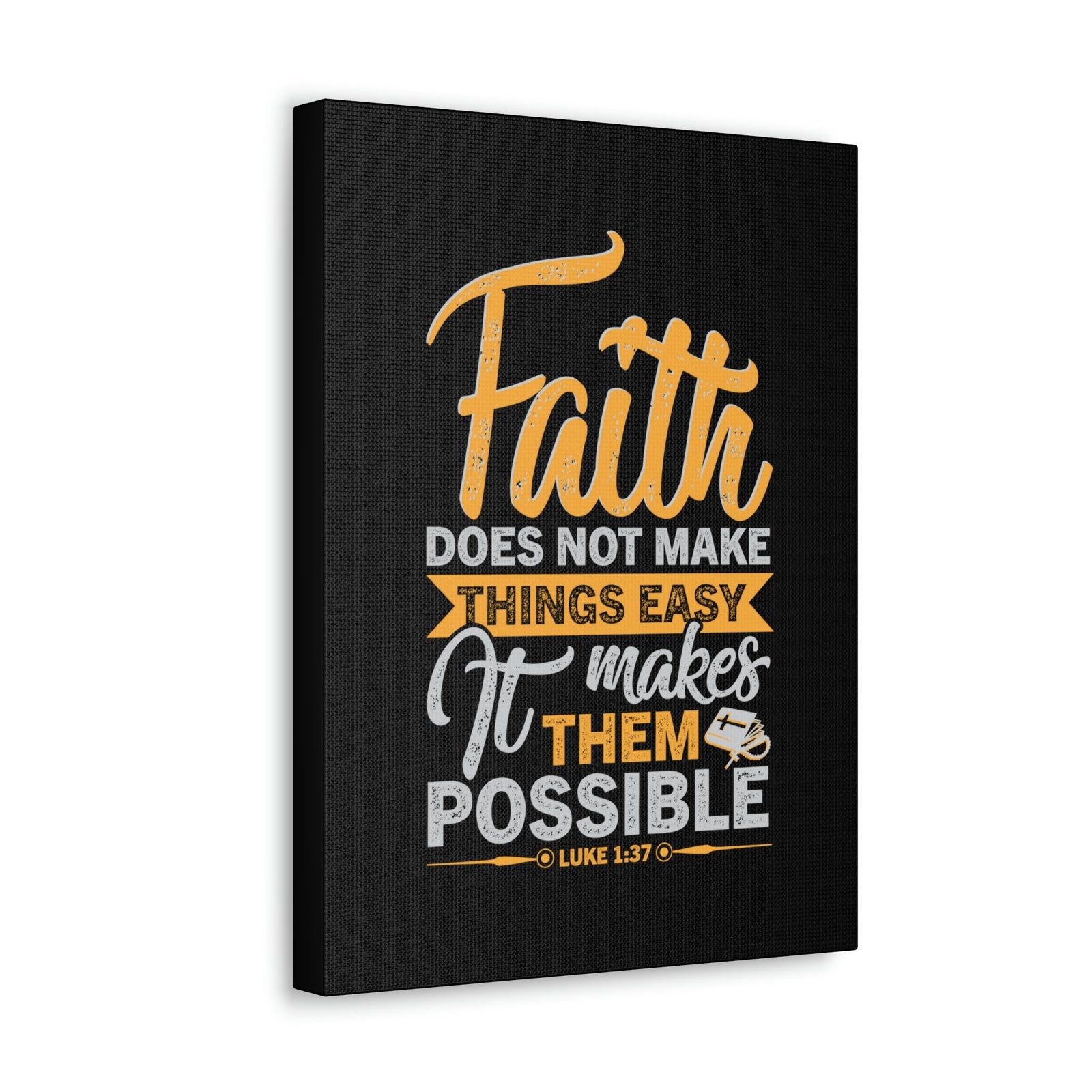Scripture Walls Makes Them Possible Luke 1:37 Yellow Bible Verse Canvas Christian Wall Art Ready to Hang Unframed-Express Your Love Gifts