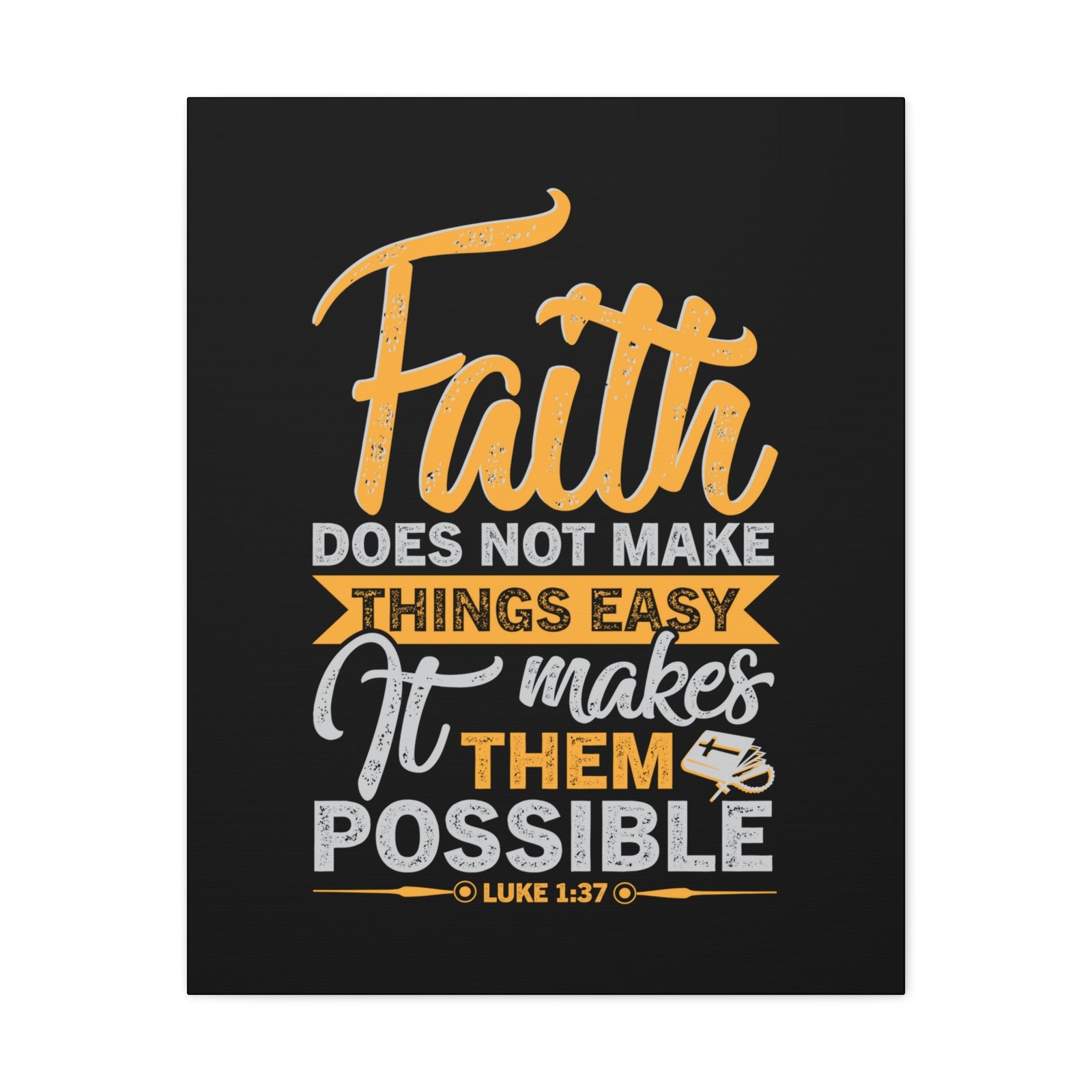 Scripture Walls Makes Them Possible Luke 1:37 Yellow Bible Verse Canvas Christian Wall Art Ready to Hang Unframed-Express Your Love Gifts