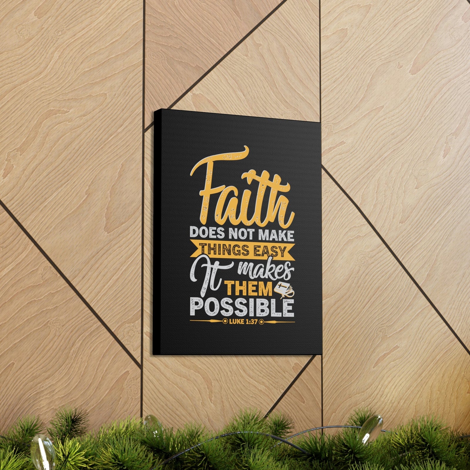 Scripture Walls Makes Them Possible Luke 1:37 Yellow Bible Verse Canvas Christian Wall Art Ready to Hang Unframed-Express Your Love Gifts