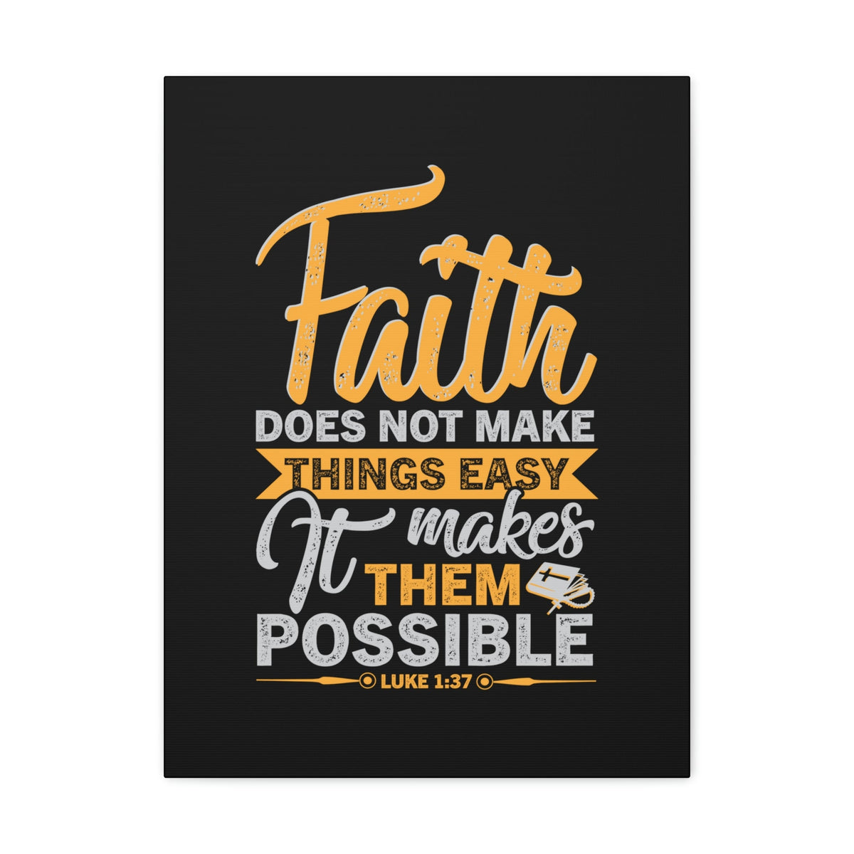 Scripture Walls Makes Them Possible Luke 1:37 Yellow Bible Verse Canvas Christian Wall Art Ready to Hang Unframed-Express Your Love Gifts