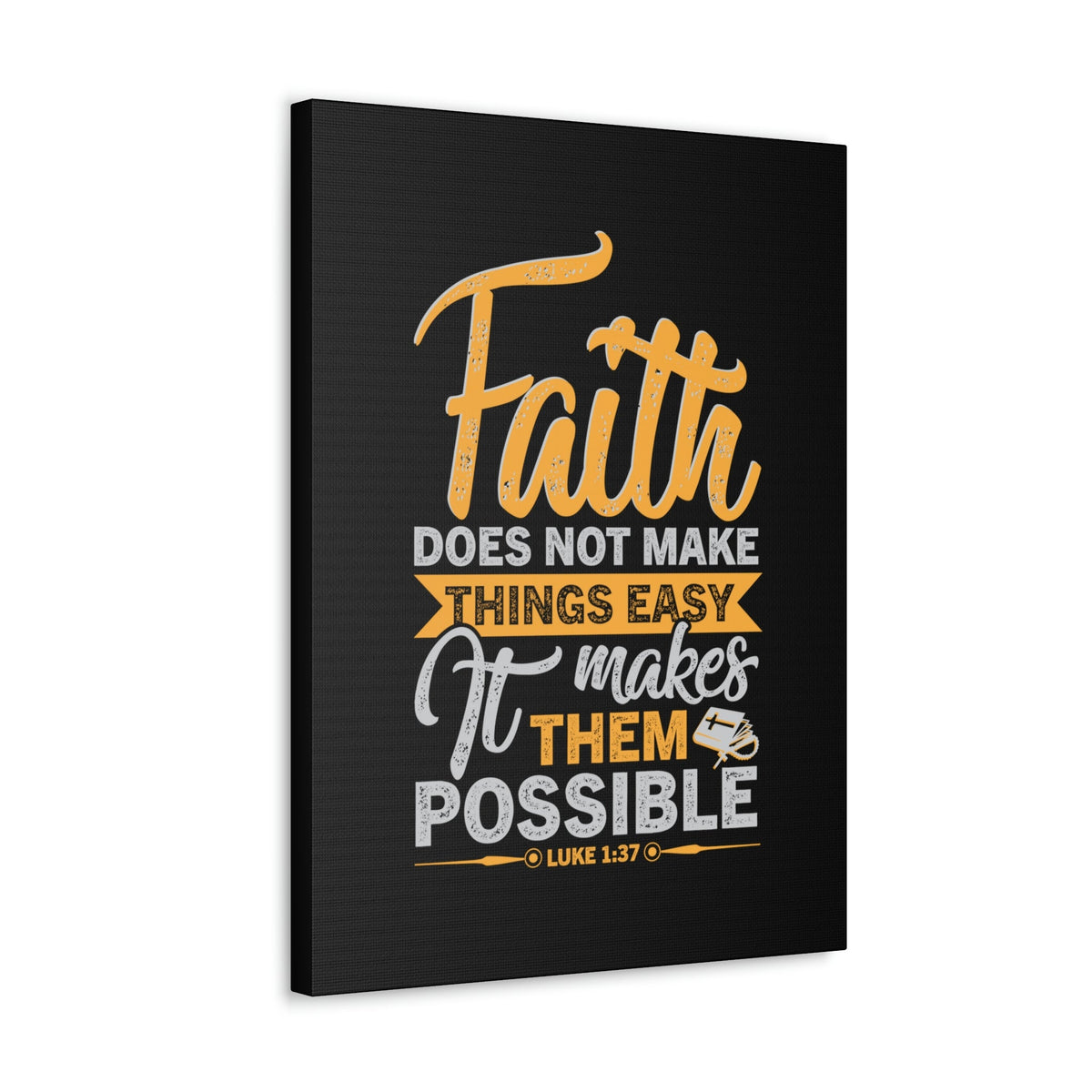 Scripture Walls Makes Them Possible Luke 1:37 Yellow Bible Verse Canvas Christian Wall Art Ready to Hang Unframed-Express Your Love Gifts