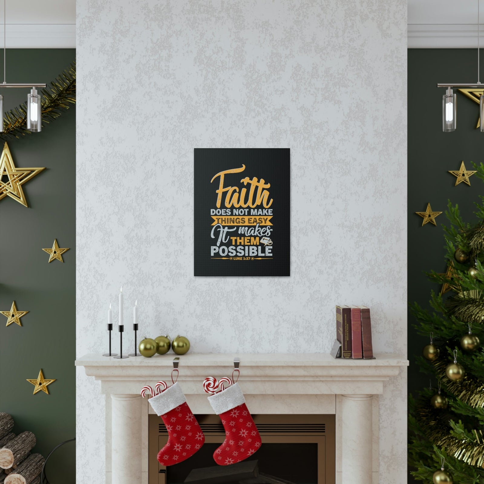 Scripture Walls Makes Them Possible Luke 1:37 Yellow Bible Verse Canvas Christian Wall Art Ready to Hang Unframed-Express Your Love Gifts