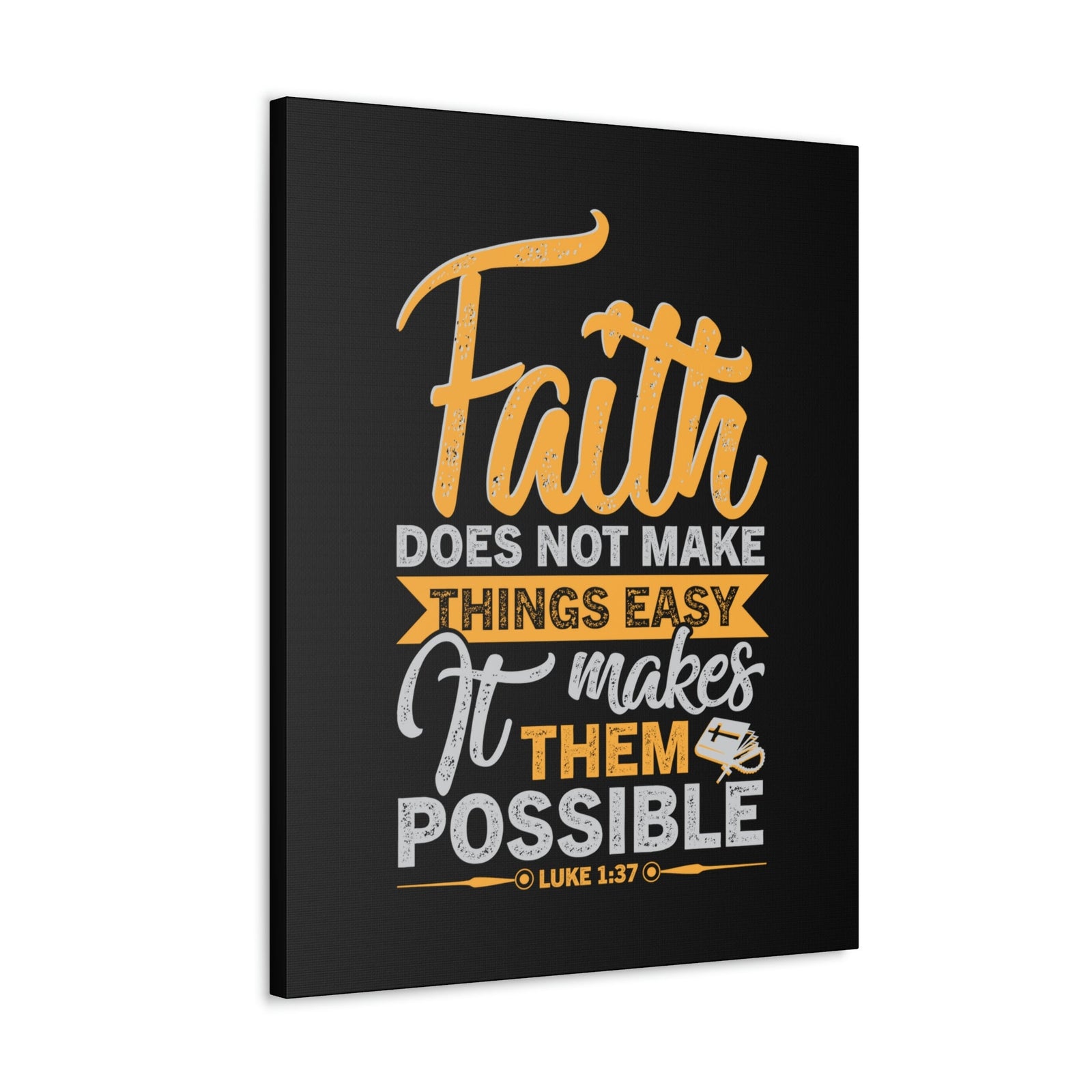 Scripture Walls Makes Them Possible Luke 1:37 Yellow Bible Verse Canvas Christian Wall Art Ready to Hang Unframed-Express Your Love Gifts