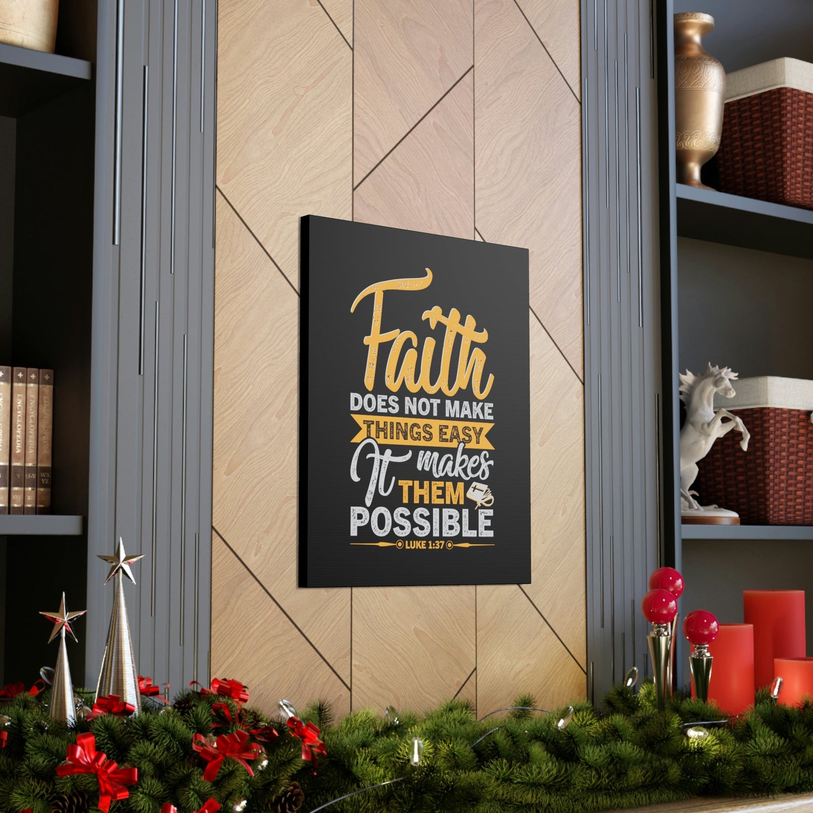 Scripture Walls Makes Them Possible Luke 1:37 Yellow Bible Verse Canvas Christian Wall Art Ready to Hang Unframed-Express Your Love Gifts