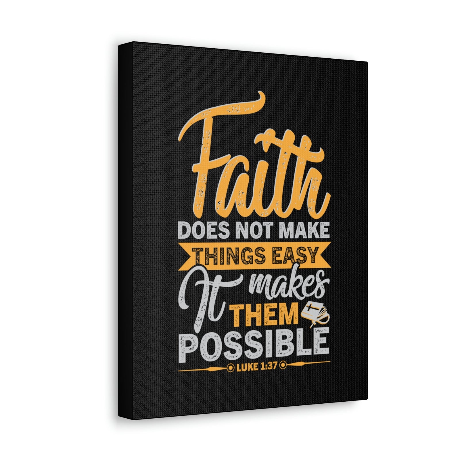 Scripture Walls Makes Them Possible Luke 1:37 Yellow Bible Verse Canvas Christian Wall Art Ready to Hang Unframed-Express Your Love Gifts