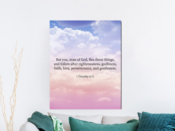 Scripture Walls Man of God 1 Timothy 6:11 Bible Verse Canvas Christian Wall Art Ready to Hang Unframed-Express Your Love Gifts