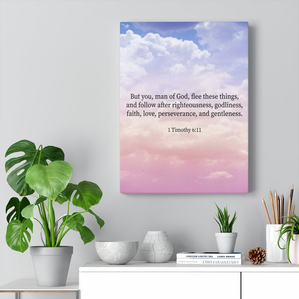 Scripture Walls Man of God 1 Timothy 6:11 Bible Verse Canvas Christian Wall Art Ready to Hang Unframed-Express Your Love Gifts