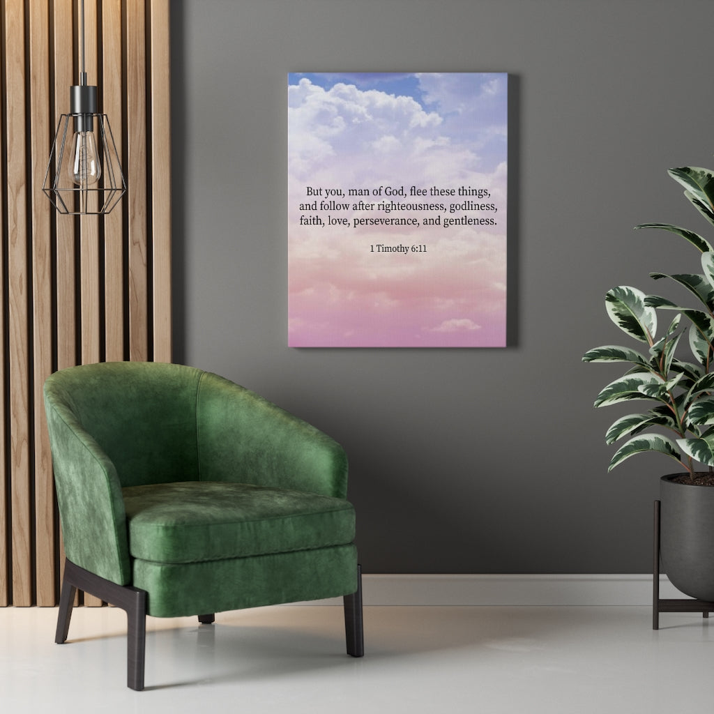 Scripture Walls Man of God 1 Timothy 6:11 Bible Verse Canvas Christian Wall Art Ready to Hang Unframed-Express Your Love Gifts