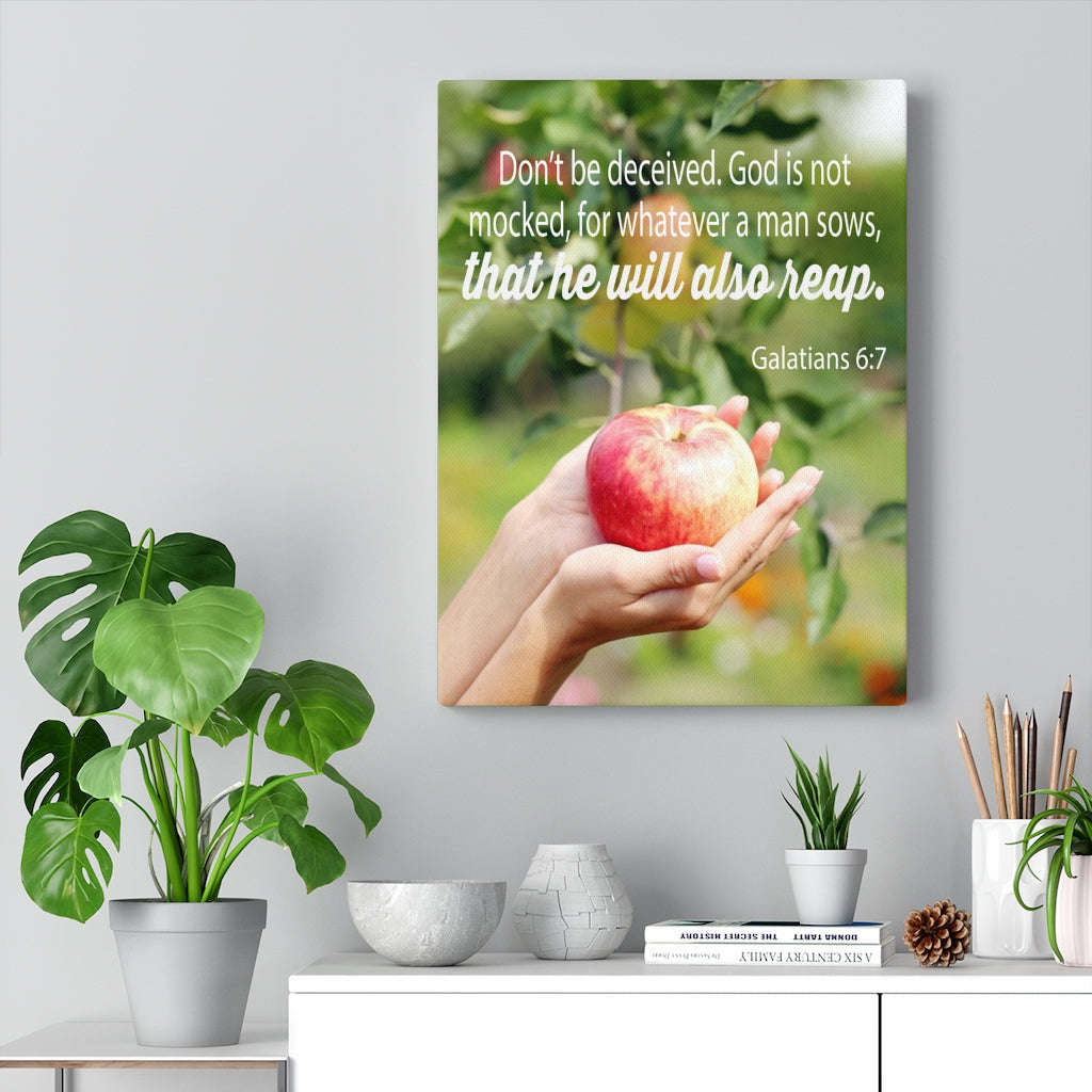 Scripture Walls Man Reaps What He Sows Galatians 6:7 Bible Verse Canvas Christian Wall Art Ready to Hang Unframed-Express Your Love Gifts