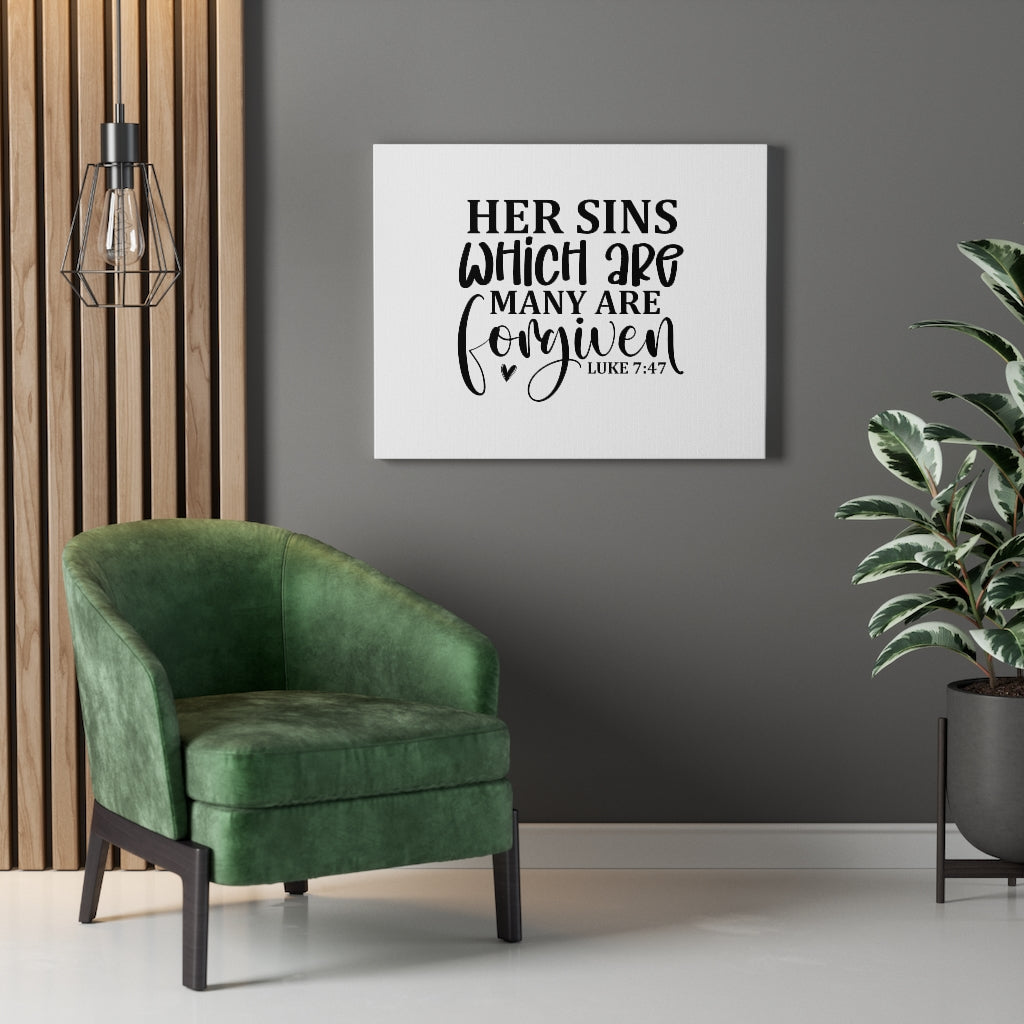 Scripture Walls Many Are Forgiven Luke 7:47 Bible Verse Canvas Christian Wall Art Ready to Hang Unframed-Express Your Love Gifts