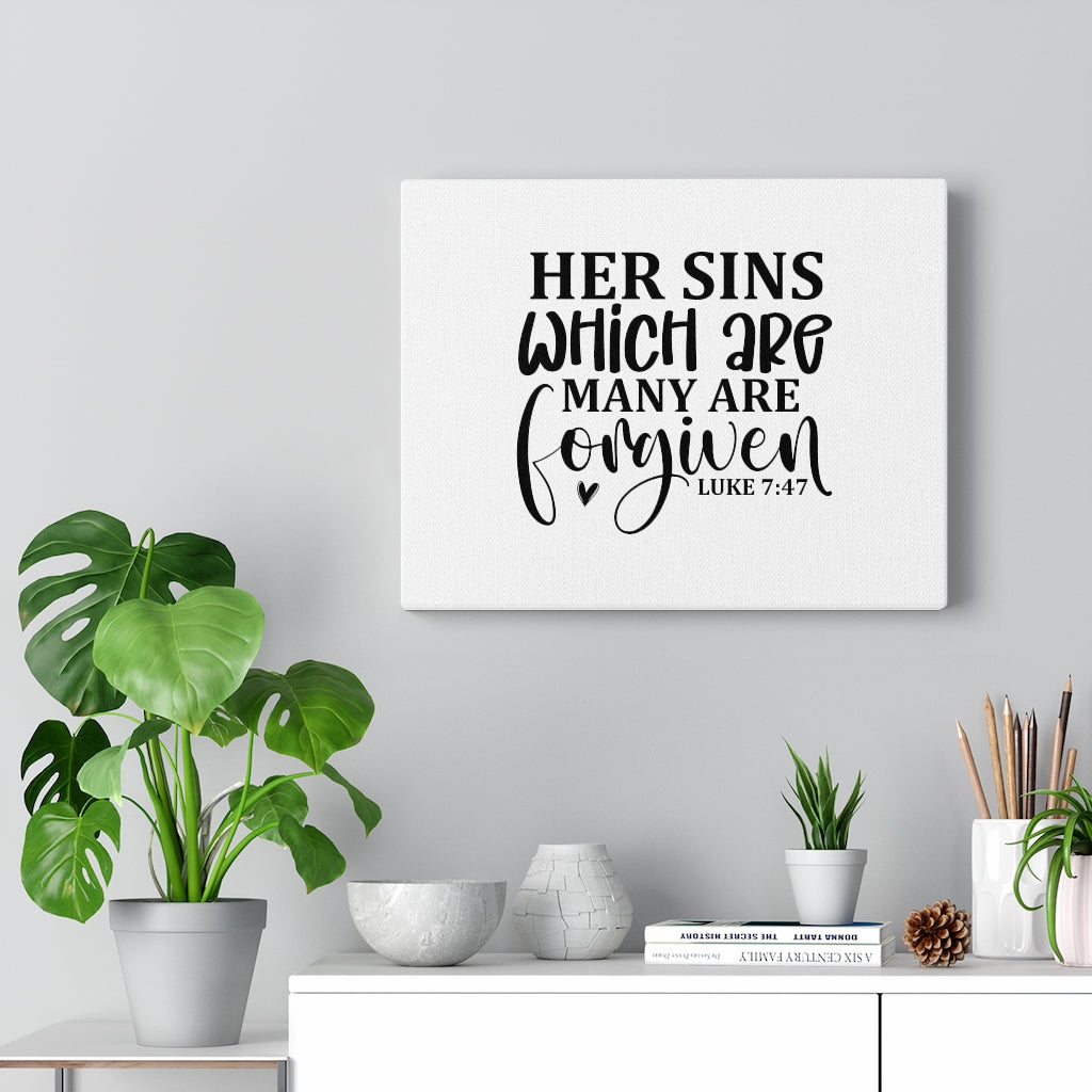 Scripture Walls Many Are Forgiven Luke 7:47 Bible Verse Canvas Christian Wall Art Ready to Hang Unframed-Express Your Love Gifts