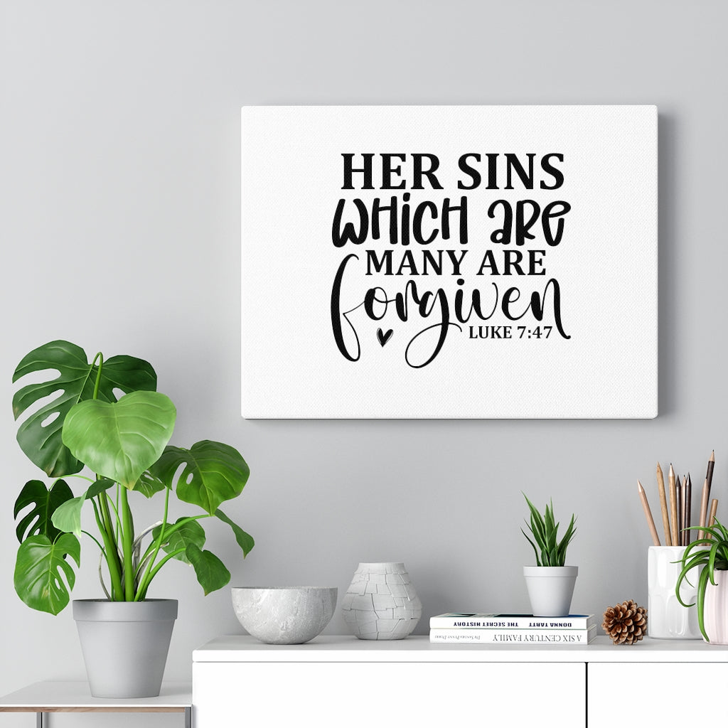 Scripture Walls Many Are Forgiven Luke 7:47 Bible Verse Canvas Christian Wall Art Ready to Hang Unframed-Express Your Love Gifts