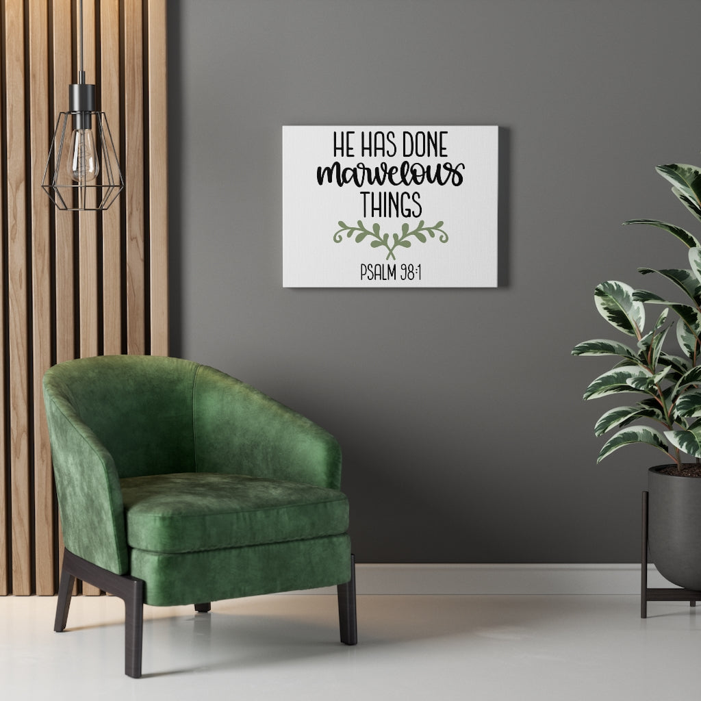Scripture Walls Marvelous Psalm 98:1 Bible Verse Canvas Christian Wall Art Ready to Hang Unframed-Express Your Love Gifts