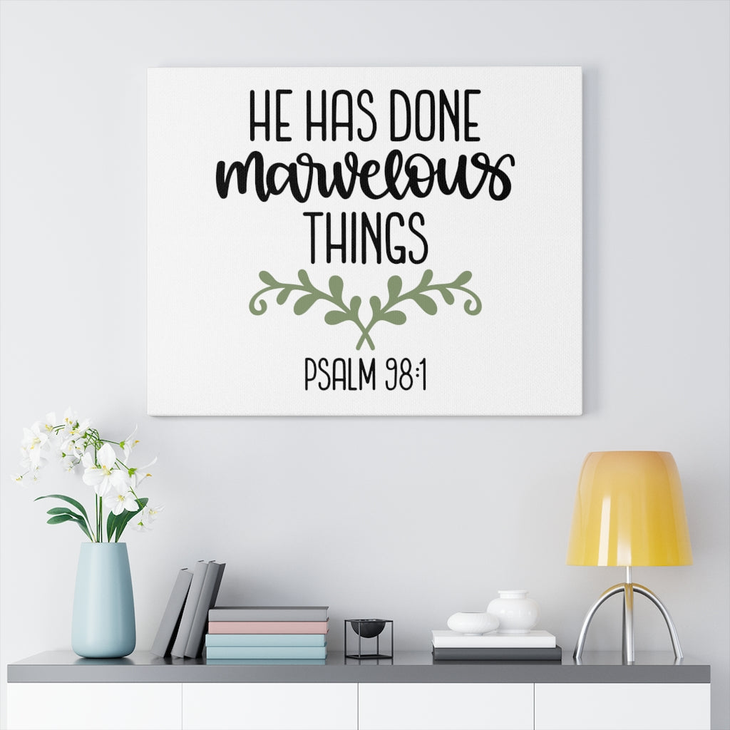 Scripture Walls Marvelous Psalm 98:1 Bible Verse Canvas Christian Wall Art Ready to Hang Unframed-Express Your Love Gifts