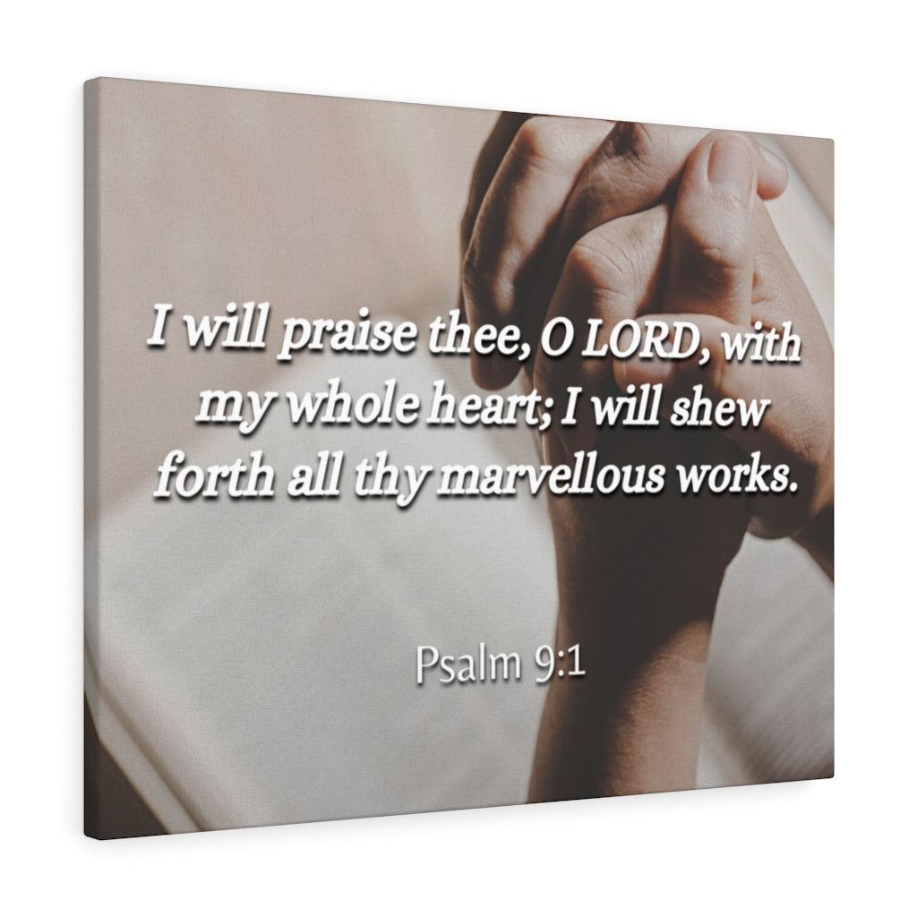 Scripture Walls Marvelous Works Psalms 9:1 Bible Verse Canvas Christian Wall Art Ready to Hang Unframed-Express Your Love Gifts