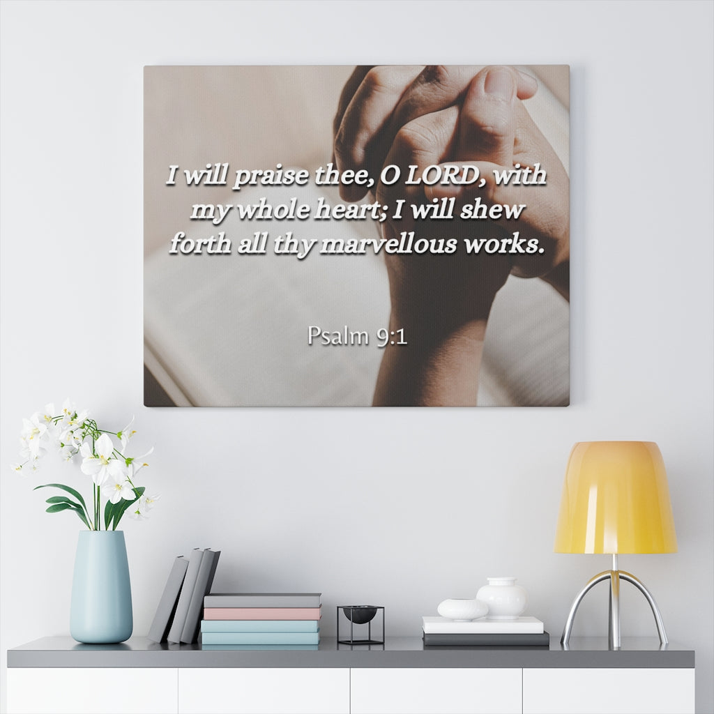 Scripture Walls Marvelous Works Psalms 9:1 Bible Verse Canvas Christian Wall Art Ready to Hang Unframed-Express Your Love Gifts