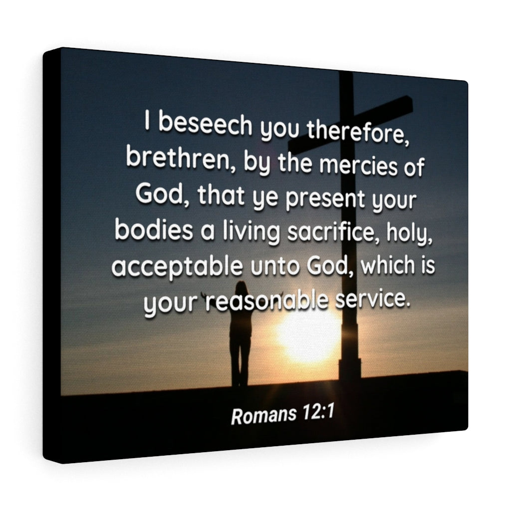 Scripture Walls Mercies Of God Romans 12:1 Bible Verse Canvas Christian Wall Art Ready to Hang Unframed-Express Your Love Gifts