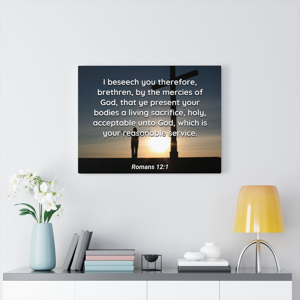 Scripture Walls Mercies Of God Romans 12:1 Bible Verse Canvas Christian Wall Art Ready to Hang Unframed-Express Your Love Gifts