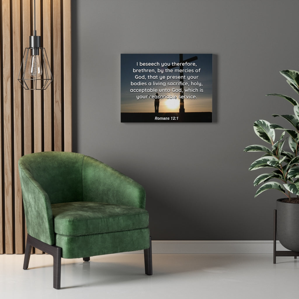 Scripture Walls Mercies Of God Romans 12:1 Bible Verse Canvas Christian Wall Art Ready to Hang Unframed-Express Your Love Gifts