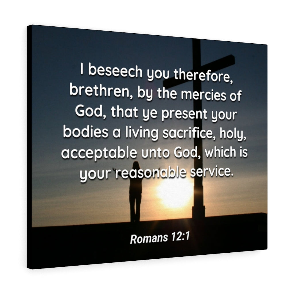 Scripture Walls Mercies Of God Romans 12:1 Bible Verse Canvas Christian Wall Art Ready to Hang Unframed-Express Your Love Gifts