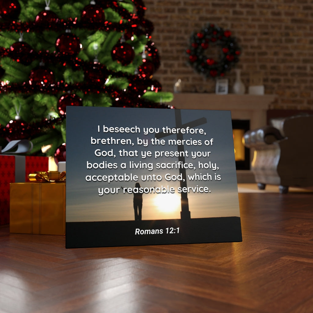 Scripture Walls Mercies Of God Romans 12:1 Bible Verse Canvas Christian Wall Art Ready to Hang Unframed-Express Your Love Gifts