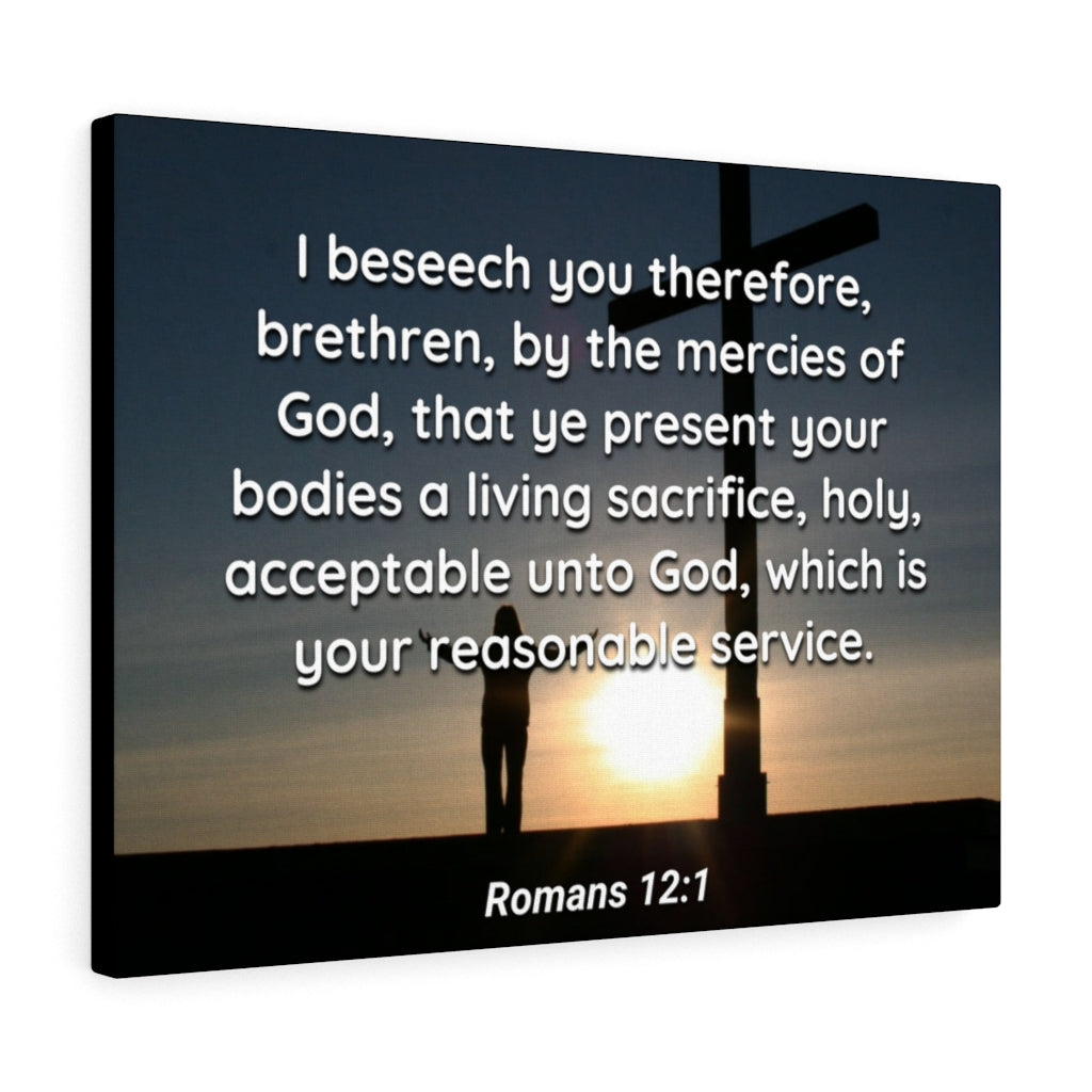 Scripture Walls Mercies Of God Romans 12:1 Bible Verse Canvas Christian Wall Art Ready to Hang Unframed-Express Your Love Gifts