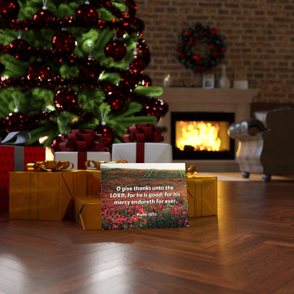 Scripture Walls Mercy Endureth Psalm 107:1 Bible Verse Canvas Christian Wall Art Ready to Hang Unframed-Express Your Love Gifts