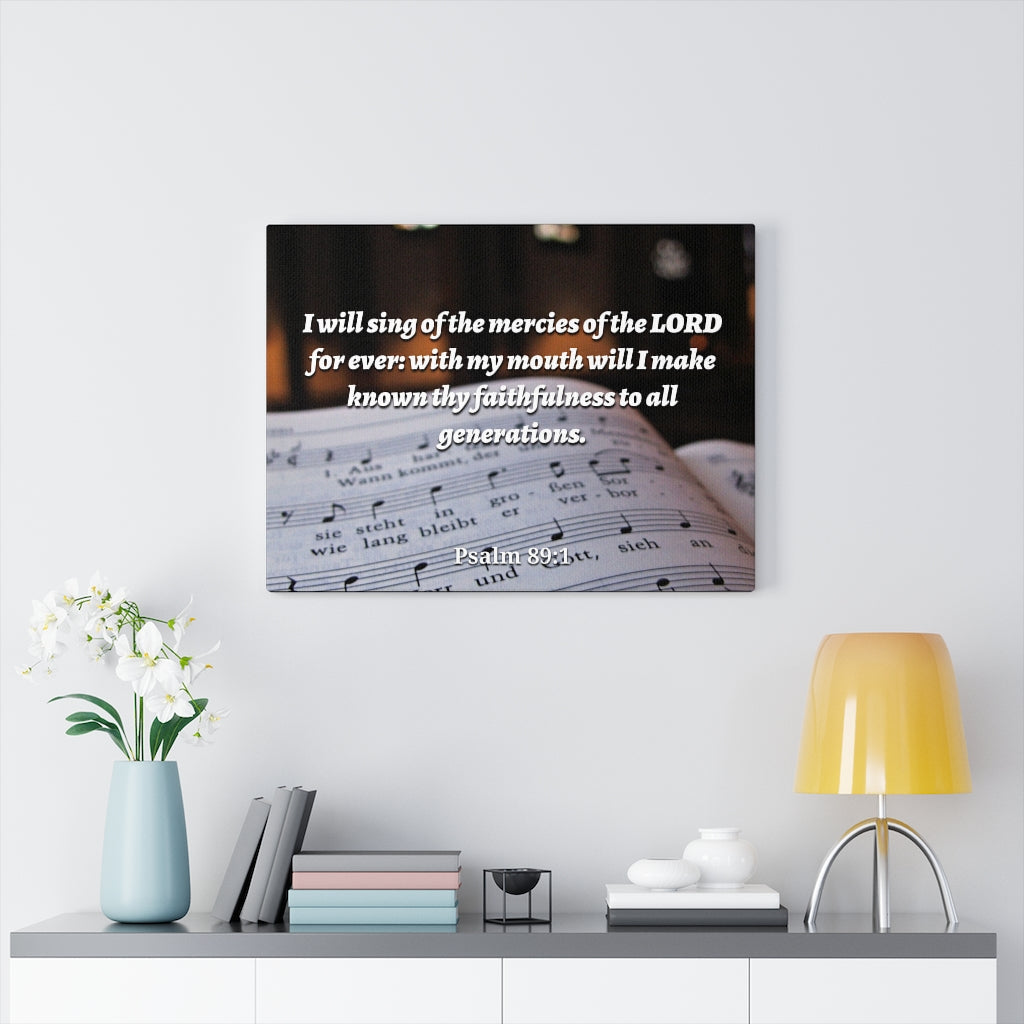 Scripture Walls Mercy Of The Lord Psalms 89:1 Bible Verse Canvas Christian Wall Art Ready to Hang Unframed-Express Your Love Gifts
