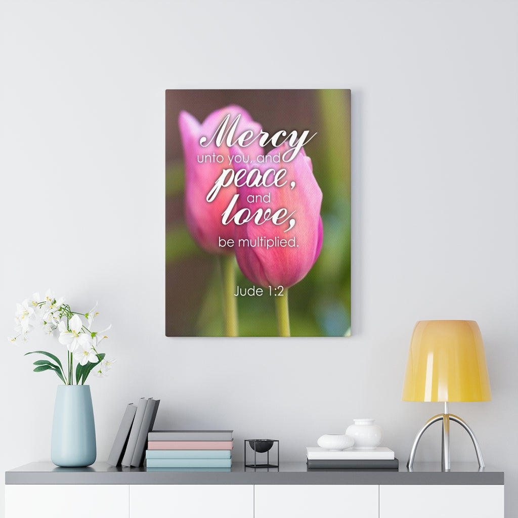 Scripture Walls Mercy Peace Love Jude 1:2 Bible Verse Canvas Christian Wall Art Ready to Hang Unframed-Express Your Love Gifts