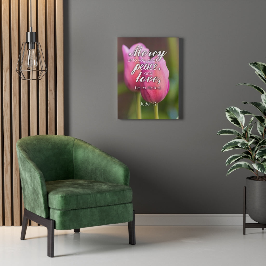 Scripture Walls Mercy Peace Love Jude 1:2 Bible Verse Canvas Christian Wall Art Ready to Hang Unframed-Express Your Love Gifts